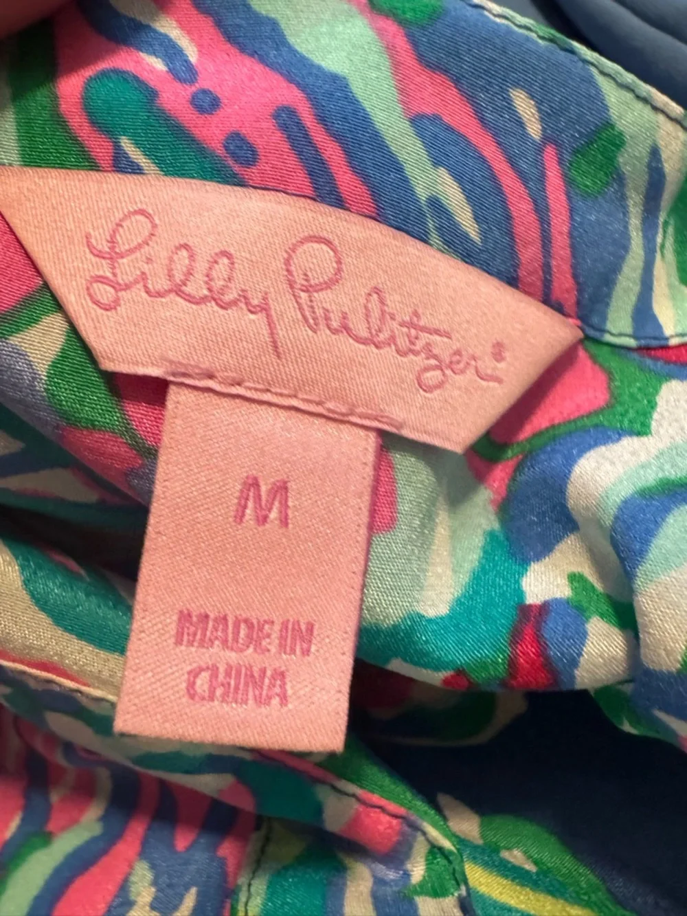 Lilly Pulitzer Silk Multicolor Floral Print Dress - Blue, Pink & Green - Picture 2 of 4